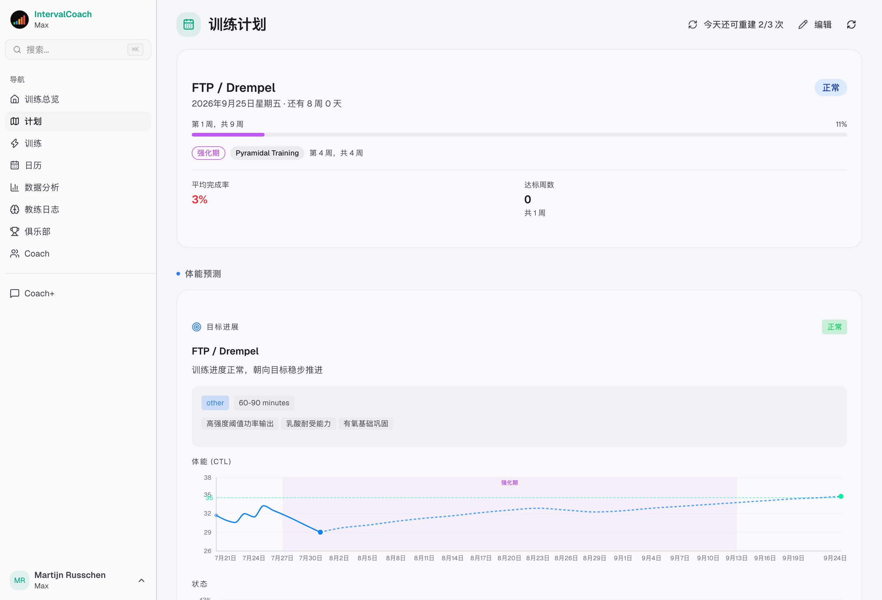 每周训练计划