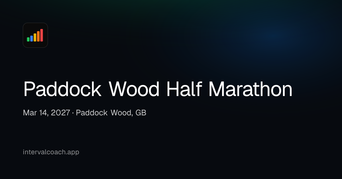 Paddock Wood Half Marathon · Mar 14, 2027 | IntervalCoach
